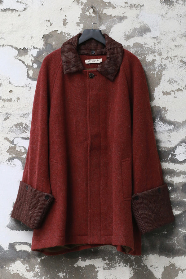 AVIVA JIFEI XUE 25 Autumn/Winter A-line Contrast Color Mac Jacket AJX-FW25-ALCMC-MRBWH-Madder Red